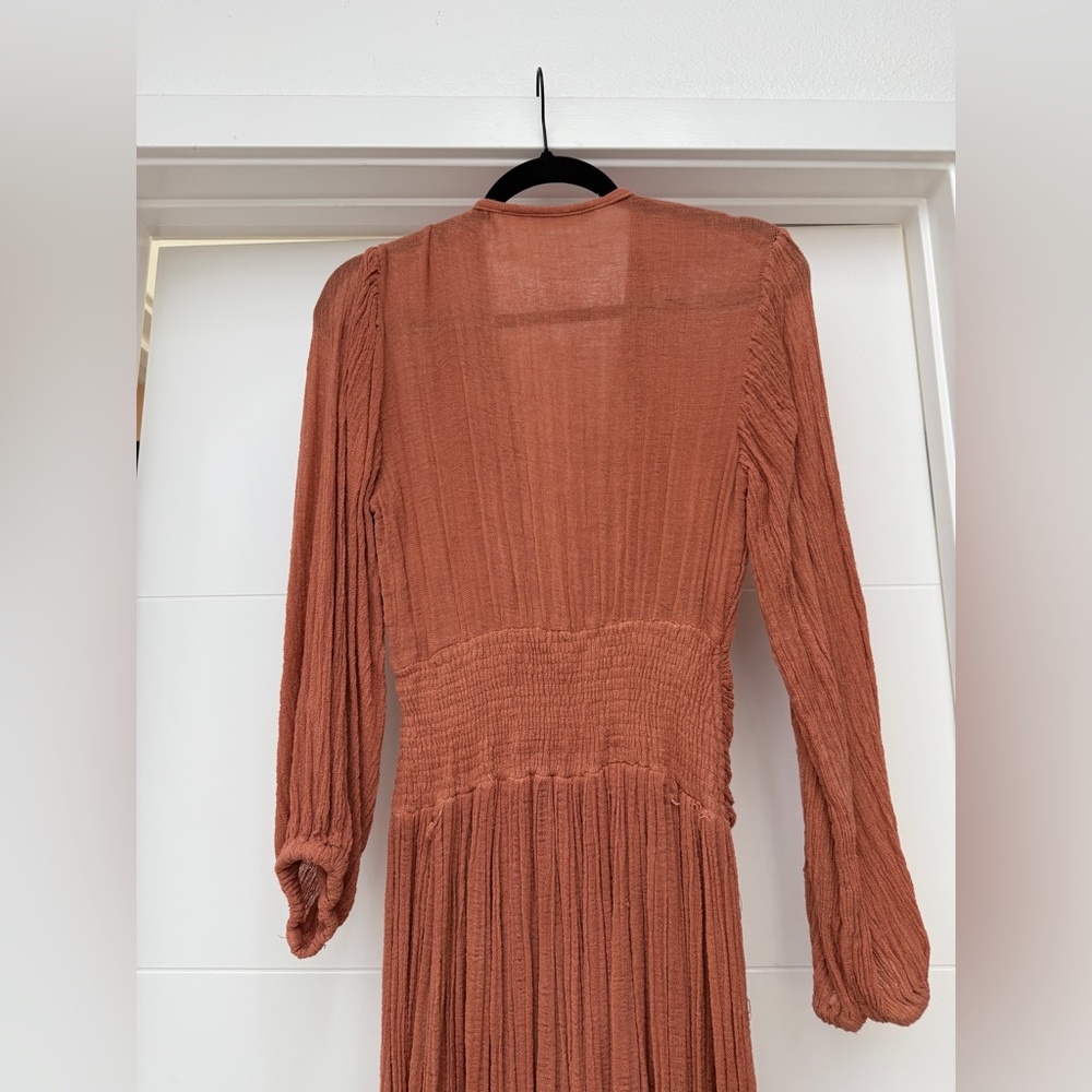 Jen’s Pirate Booty Lapis Rust Boho Maxi Dress Long Sleeve Slit Festival | Size S - Picture 13 of 17